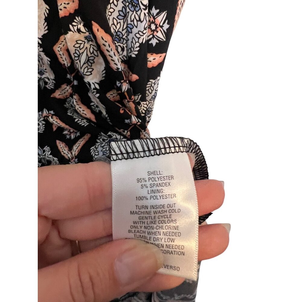 JM Collection Botanic Beauty Petite Fleur Sleeveless Dress L Black/Orange - Picture 3 of 6